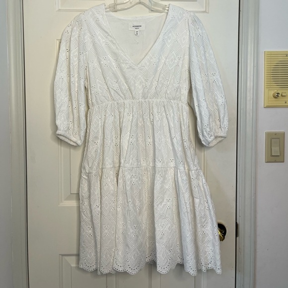 NWOT Hudson North White Eyelet Embroidered Cotton Dress M - Picture 2 of 11